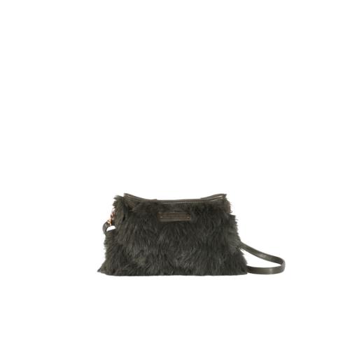 Sac en fausse fourure poils longs porté travers - CHEWBI Gris