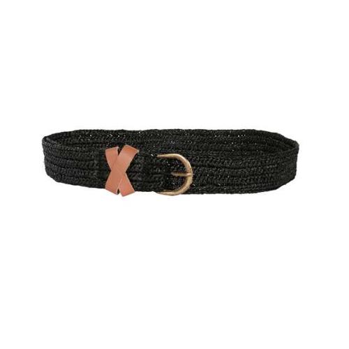 Ceinture unie en crochet boucle métal - CINTOA UNI Noir