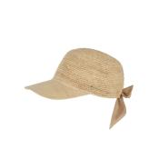 Casquette en raphia et visière rabanne avec ruban ajustable - CAPOA  Ecru