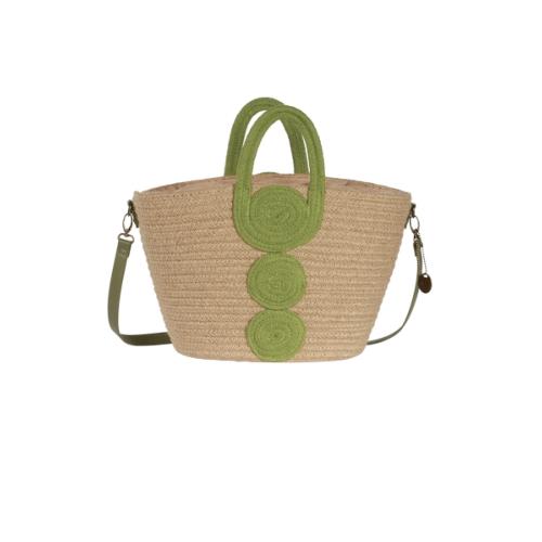 Panier coloré en jute tendance avec anse amovible - MARGOT Vert
