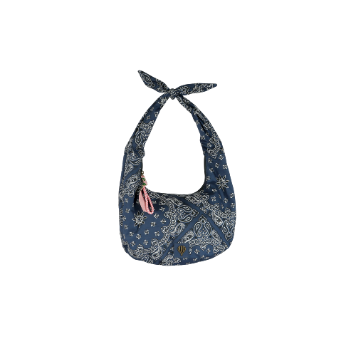 Demi lune porté épaule anse ajustable motif bandana - LUDANA  Marine