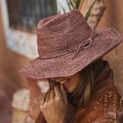 Chapeau en crochet raphia bords modulables esprit cowboy- Ranchoa Ecru