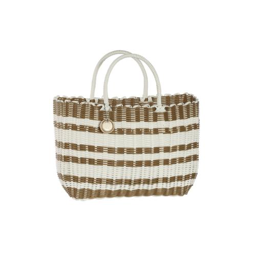 Panier Scoubidou bicolore glamour à rayures - LUXIDOU Blanc Medium
