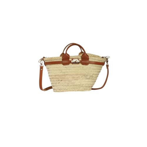 Petit panier chic et tendance anse en cuir - ERNESTINE  Camel