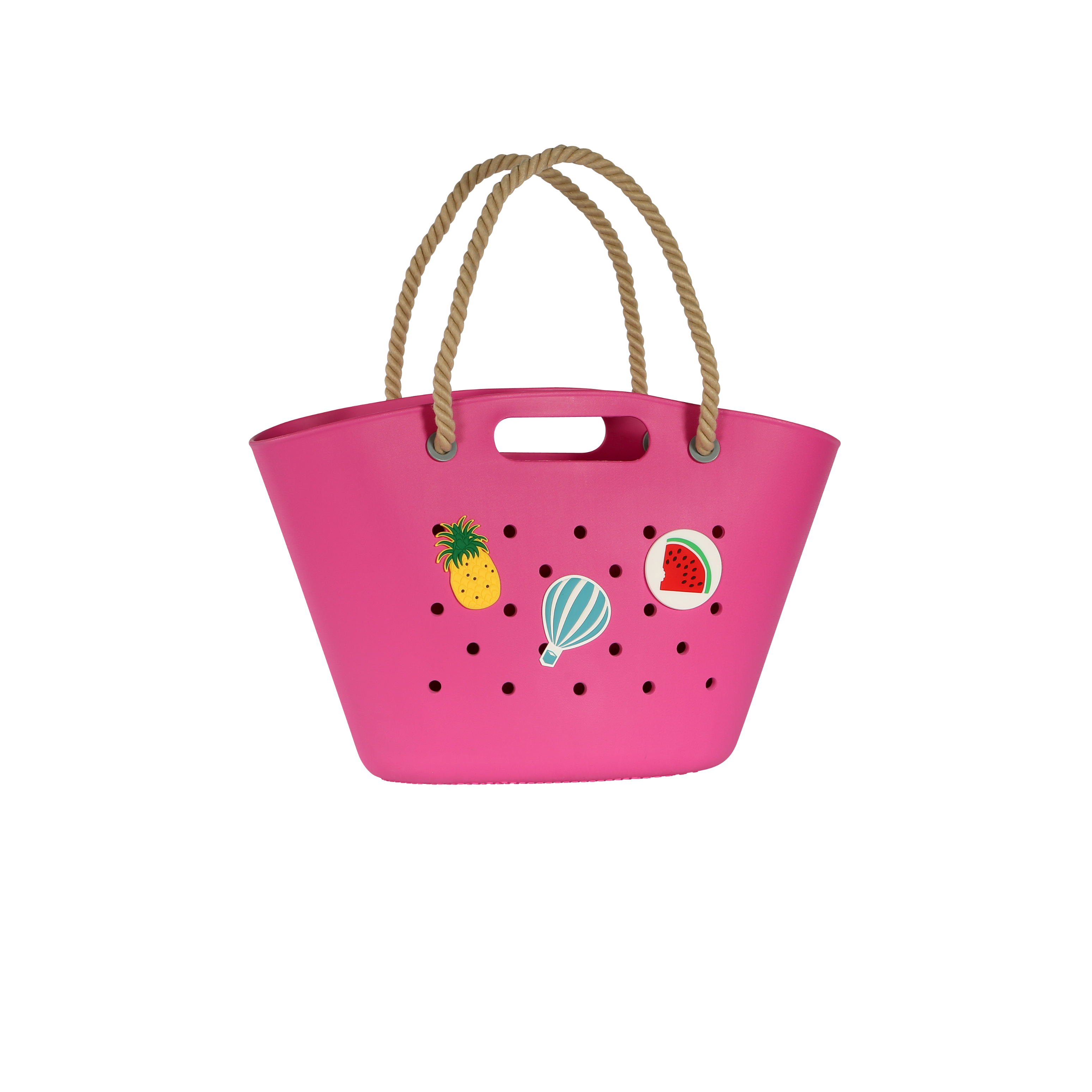 Grand panier coloré en plastique décoré de pins amovibles - PINSA Fuchsia