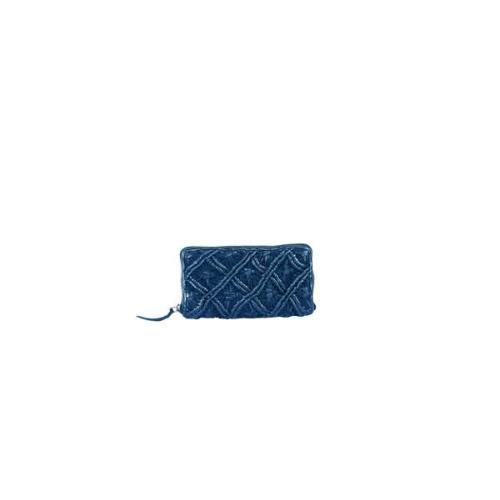 Portefeuille en cuir macramé - AUGUSTIN MACRAME Denim