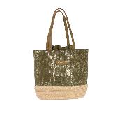 Sac porté épaule tendance brillant motif ethnique - MAJESTIC Kaki