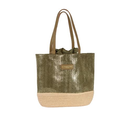 Sac porté épaule tendance brillant motif ethnique - MAJESTIC Kaki