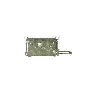 Sac porté travers en cuir irisé effet tressé damier - LUMIERE DAMIER Sauge