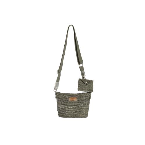 Sac porté travers avec porte-cartes amovible crochet en raphia et lurex - CARTILUX Gris