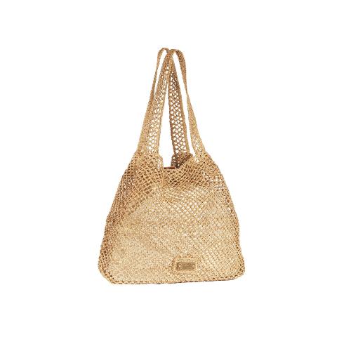 Grand sac porté épaule point ajouré en raphia crocheté - KENTOLOA Ecru