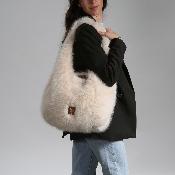 Grand sac effet fourrure tendance - PELLI Beige
