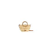 Petit sac en crochet raphia bicolore anse amovible - CHIQUITOA Ecru