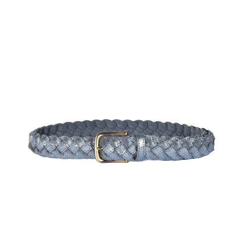 Ceinture tressée cuir irisé - CELESTILUX Bleu Jeans
