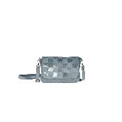 Sac porté travers en cuir avec rabat irisé effet tressé damier - OSCAR DAMIER Bleu Jeans