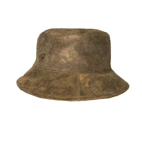 Chapeau Bob en cuir velour irisé tendance ajustable  - BOBY Kaki