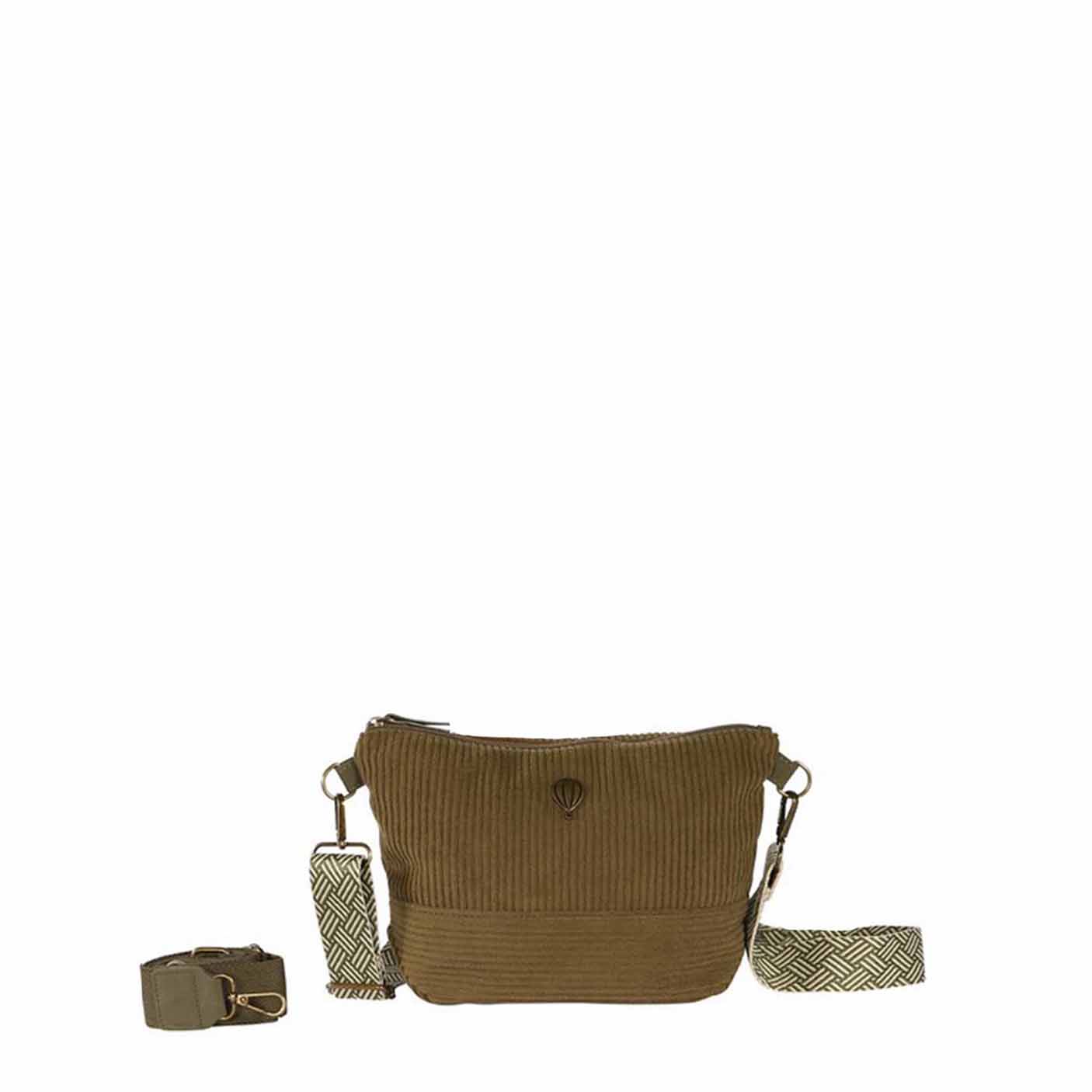 Sac velour cotelé avec 2 anses interchangeables tendance - DUVICA Kaki