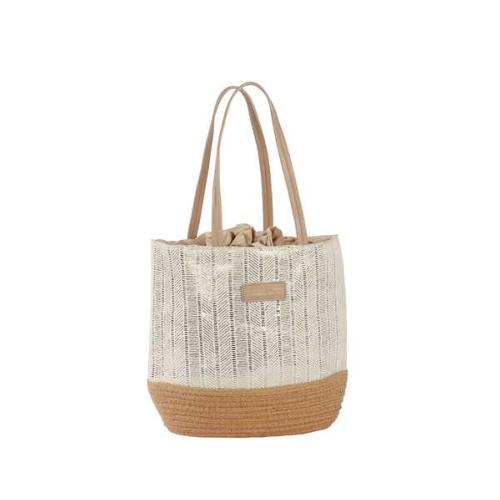 Sac porté épaule tendance brillant motif ethnique - MAJESTIC Ecru