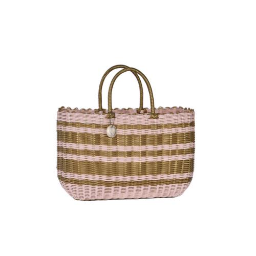 Panier Scoubidou bicolore glamour à rayures - LUXIDOU Chamalow Large