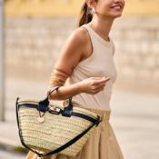 Petit panier chic et tendance anse en cuir - ERNESTINE  Camel