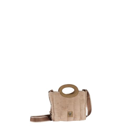 Porté travers effet fourrure avec anse ronde - CAROLE Beige