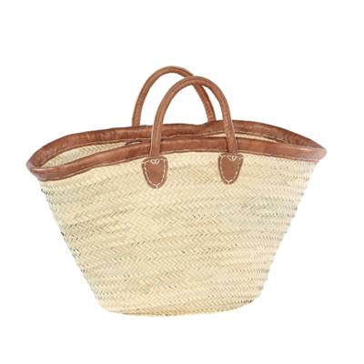 Panier de marché bordure en cuir - ERFOUD PCR Naturel