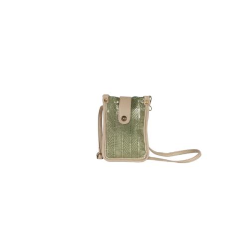 Sac porte téléphone brillant motif ethnique - CRILLON Sauge