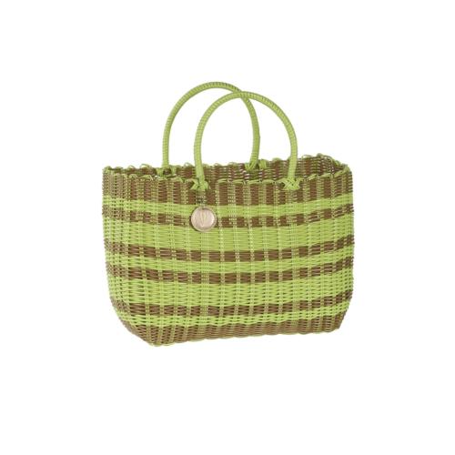 Panier Scoubidou bicolore glamour à rayures - LUXIDOU Vert Medium