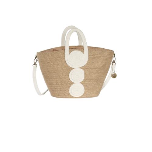 Panier coloré en jute tendance avec anse amovible - MARGOT Blanc