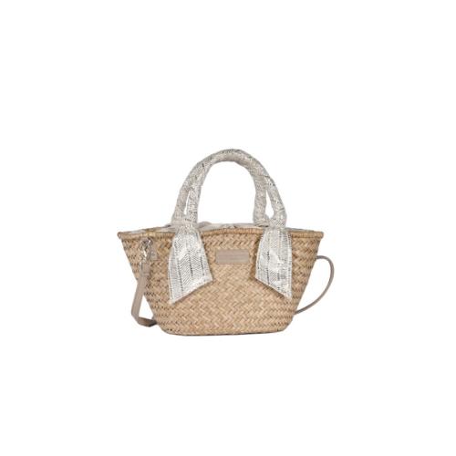 Petit panier tendance anse foulard imprimé brillant carlton- FELINGTON Ecru