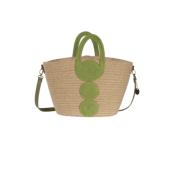 Panier coloré en jute tendance avec anse amovible - MARGOT Vert