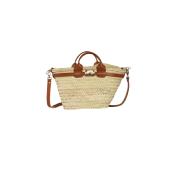 Petit panier chic et tendance anse en cuir - ERNESTINE  Camel